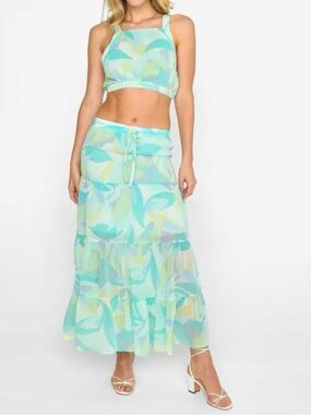 Women's Aqua Print Maxi Dress